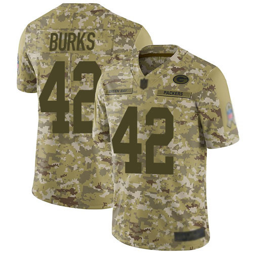 Green Bay Packers Limited Camo Men #42 Burks Oren Jersey Nike NFL 2018 Salute to Service->green bay packers->NFL Jersey